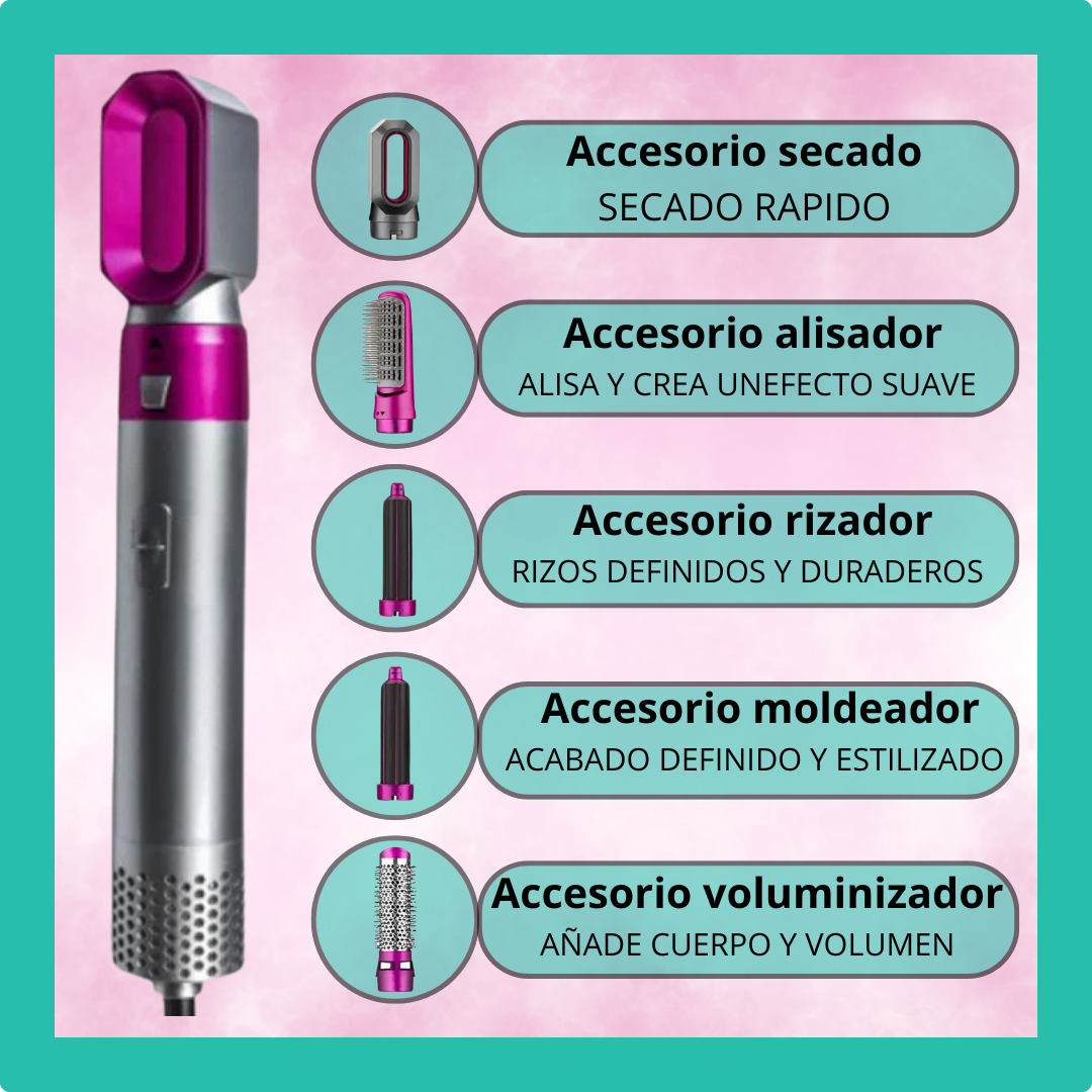Cepillo 5 en 1: La Solución Todo-en-Uno para Tu Estilo Perfecto